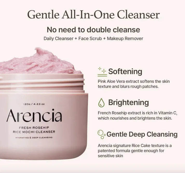 arencia fresh rosehip mochi cleanser 120g arencia fresh rosehip mochi cleanser 120g